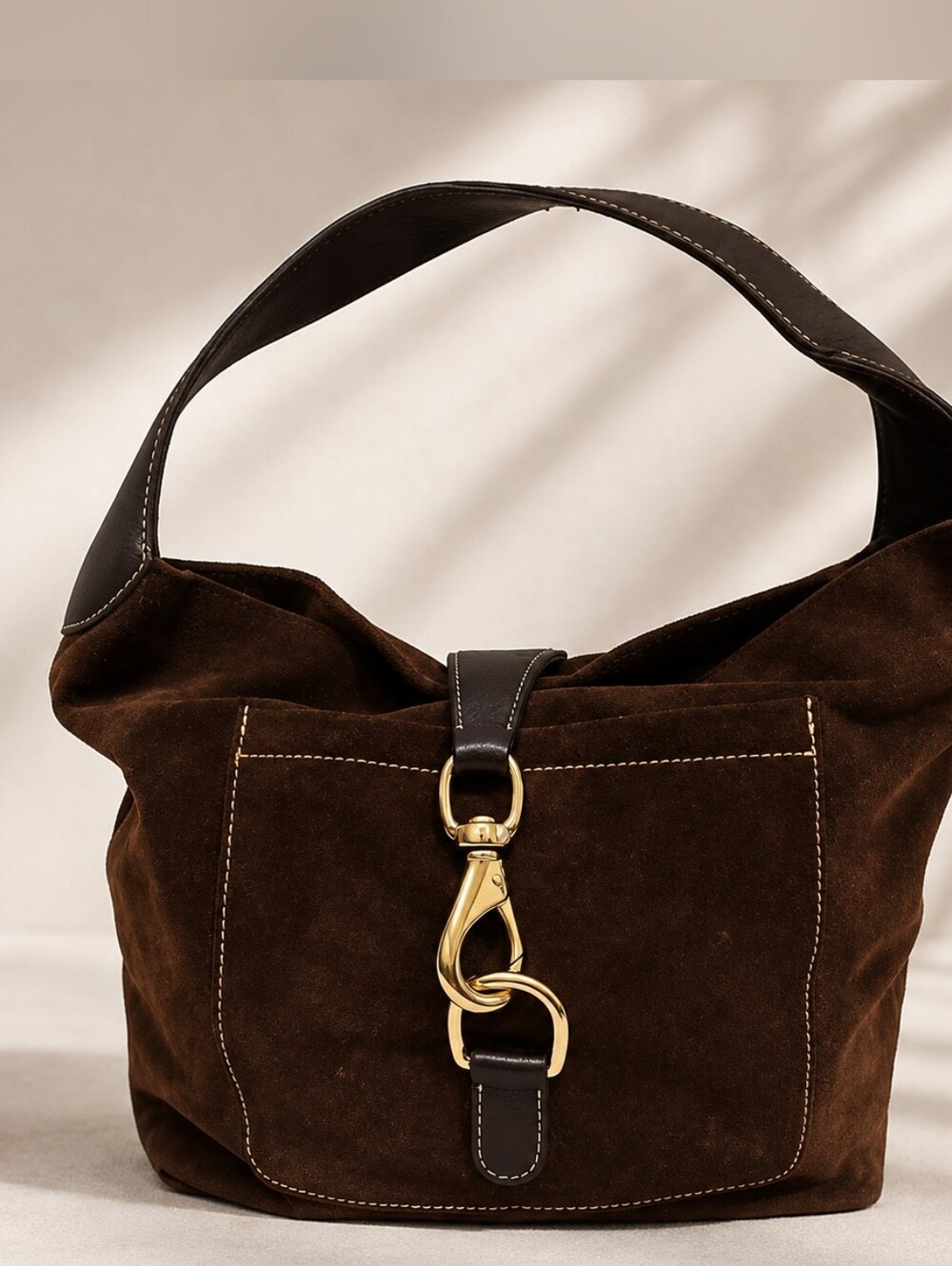 Dooney & Bourke Brown Suede Leather Hobo Shoulder Bag